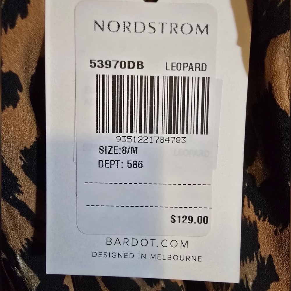 NWT - Bardot Tan and Black Leopard Print Mini Dress - Sz 8 - Picture 4 of 5